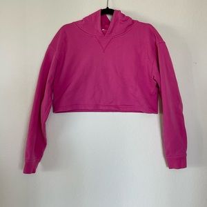 Hot pink hooked crop sweatshirt